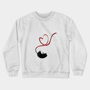 Black cat with heart ribbon Crewneck Sweatshirt